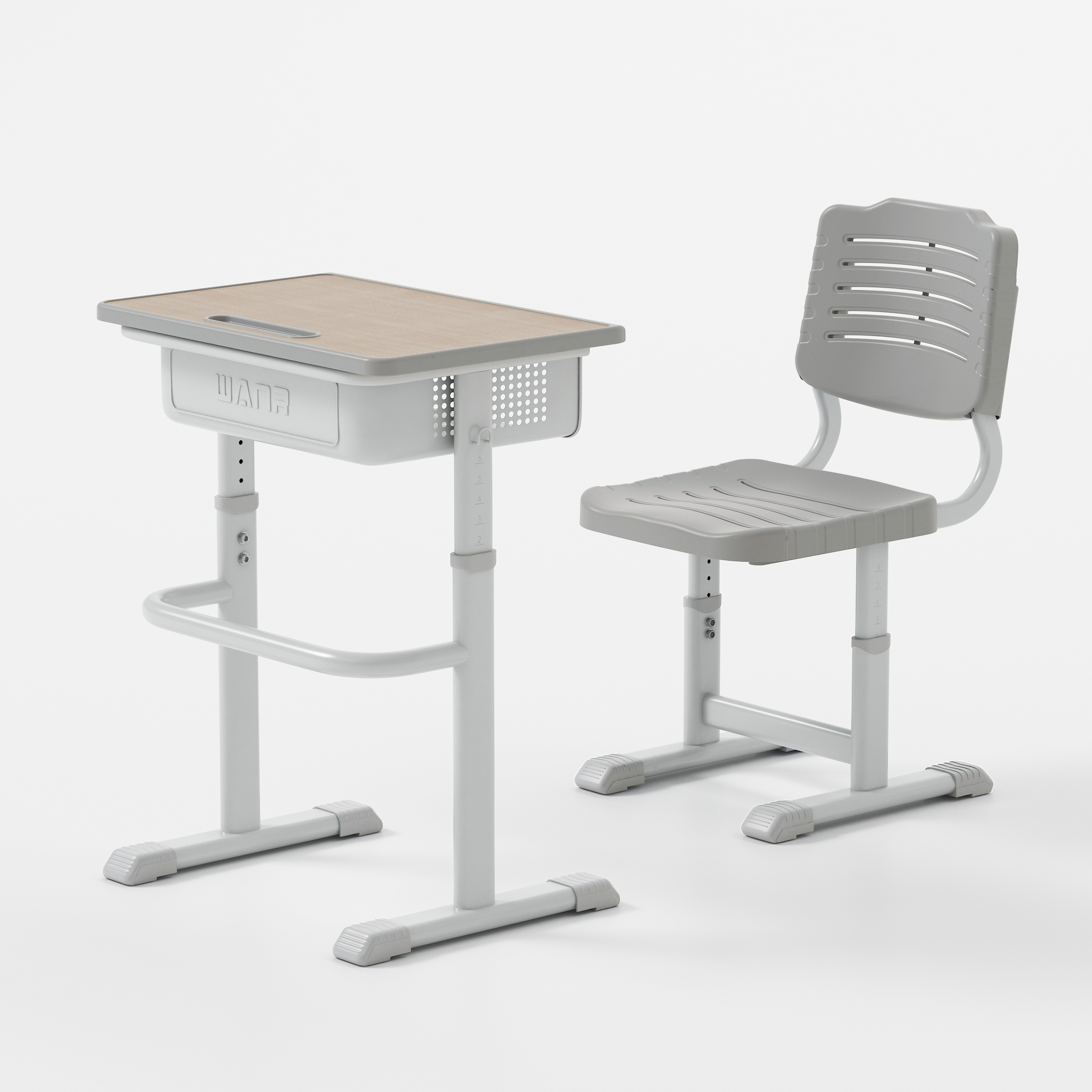 学生升降课桌椅T04-浅灰
