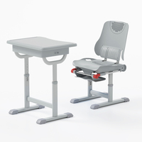 学生升降午休课桌椅WX-03-浅灰
